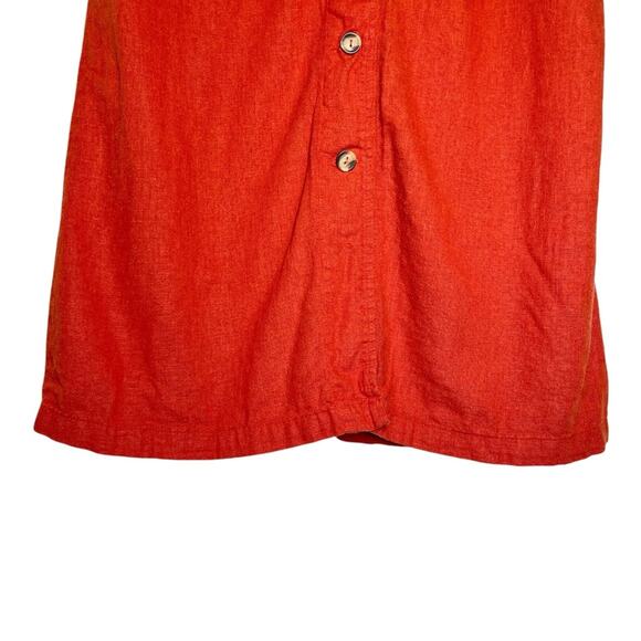 Me & Arrow Orange Red Linen Blend Button Front Short Sleeve Shirt Dress - XS - Picture 7 of 11